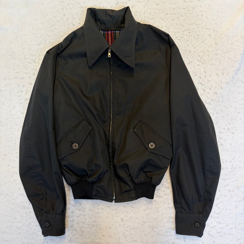 VTG Aquascutum Harrington Jacket Mens 36 R Black Plaid Lined Made in Sweden